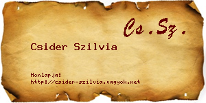 Csider Szilvia névjegykártya